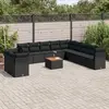 Image de vidaXL Salon de jardin 12 pcs avec coussins noir résine tressée