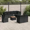 Image de vidaXL Salon de jardin 9 pcs avec coussins noir résine tressée