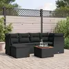 Image de vidaXL Salon de jardin 7 pcs avec coussins noir résine tressée