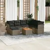 Image de vidaXL Salon de jardin 8 pcs avec coussins gris résine tressée