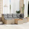 Image de vidaXL Salon de jardin avec coussins 7 pcs beige résine tressée