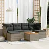 Image de vidaXL Salon de jardin avec coussins 7 pcs gris résine tressée