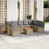 Image de vidaXL Salon de jardin avec coussins 10 pcs beige résine tressée