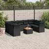 Image de vidaXL Salon de jardin 10 pcs avec coussins noir résine tressée