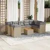 Image de vidaXL Salon de jardin avec coussins 10 pcs beige résine tressée