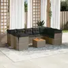Image de vidaXL Salon de jardin avec coussins 10 pcs gris résine tressée