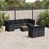 Image de vidaXL Salon de jardin 10 pcs avec coussins noir résine tressée