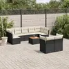 Image de vidaXL Salon de jardin 10 pcs avec coussins noir résine tressée