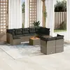 Image de vidaXL Salon de jardin avec coussins 10 pcs gris résine tressée