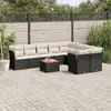 Image de vidaXL Salon de jardin 10 pcs avec coussins noir résine tressée