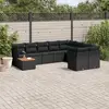 Image de vidaXL Salon de jardin 10 pcs avec coussins noir résine tressée