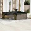 Image de vidaXL Salon de jardin 11 pcs avec coussins gris résine tressée