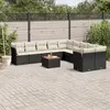 Image de vidaXL Salon de jardin 11 pcs avec coussins noir résine tressée