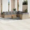 Image de vidaXL Salon de jardin 11 pcs avec coussins beige résine tressée