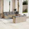 Image de vidaXL Salon de jardin 11 pcs avec coussins beige résine tressée
