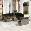 Image de vidaXL Salon de jardin avec coussins 12 pcs gris résine tressée