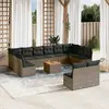 Image de vidaXL Salon de jardin avec coussins 13 pcs gris résine tressée