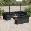 Image de vidaXL Salon de jardin avec coussins 14 pcs noir résine tressée