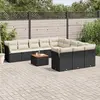 Image de vidaXL Salon de jardin 12 pcs avec coussins noir résine tressée