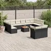 Image de vidaXL Salon de jardin avec coussins 13 pcs noir résine tressée