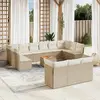 Image de vidaXL Salon de jardin avec coussins 14 pcs beige résine tressée