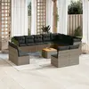 Image de vidaXL Salon de jardin avec coussins 13 pcs gris résine tressée