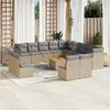 Image de vidaXL Salon de jardin avec coussins 14 pcs beige résine tressée
