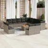 Image de vidaXL Salon de jardin avec coussins 14 pcs gris résine tressée
