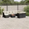 Image de vidaXL Salon de jardin 11 pcs avec coussins noir résine tressée