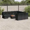 Image de vidaXL Salon de jardin avec coussins 13 pcs noir résine tressée