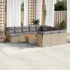 Image de vidaXL Salon de jardin avec coussins 13 pcs beige résine tressée