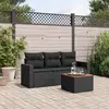 Image de vidaXL Salon de jardin 4 pcs avec coussins noir résine tressée