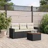Image de vidaXL Salon de jardin 4 pcs avec coussins noir résine tressée