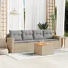 Image de vidaXL Salon de jardin avec coussins 5 pcs beige résine tressée