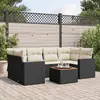 Image de vidaXL Salon de jardin 7 pcs avec coussins noir résine tressée