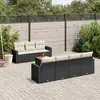 Image de vidaXL Salon de jardin 8 pcs avec coussins noir résine tressée