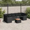 Image de vidaXL Salon de jardin 8 pcs avec coussins noir résine tressée