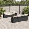 Image de vidaXL Salon de jardin 9 pcs avec coussins noir résine tressée