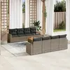 Image de vidaXL Salon de jardin 9 pcs avec coussins gris résine tressée