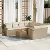 Image de vidaXL Salon de jardin avec coussins 9 pcs beige résine tressée