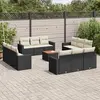 Image de vidaXL Salon de jardin avec coussins 13 pcs noir résine tressée