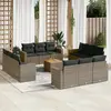 Image de vidaXL Salon de jardin avec coussins 13 pcs gris résine tressée
