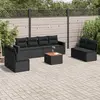 Image de vidaXL Salon de jardin 9 pcs avec coussins noir résine tressée