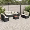 Image de vidaXL Salon de jardin 9 pcs avec coussins noir résine tressée