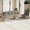 Image de vidaXL Salon de jardin avec coussins 9 pcs beige résine tressée