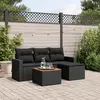 Image de vidaXL Salon de jardin 5 pcs avec coussins noir résine tressée
