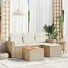 Image de vidaXL Salon de jardin avec coussins 5 pcs beige résine tressée