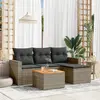 Image de vidaXL Salon de jardin 5 pcs avec coussins gris résine tressée