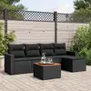 Image de vidaXL Salon de jardin 6 pcs avec coussins noir résine tressée