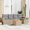Image de vidaXL Salon de jardin avec coussins 6 pcs beige résine tressée